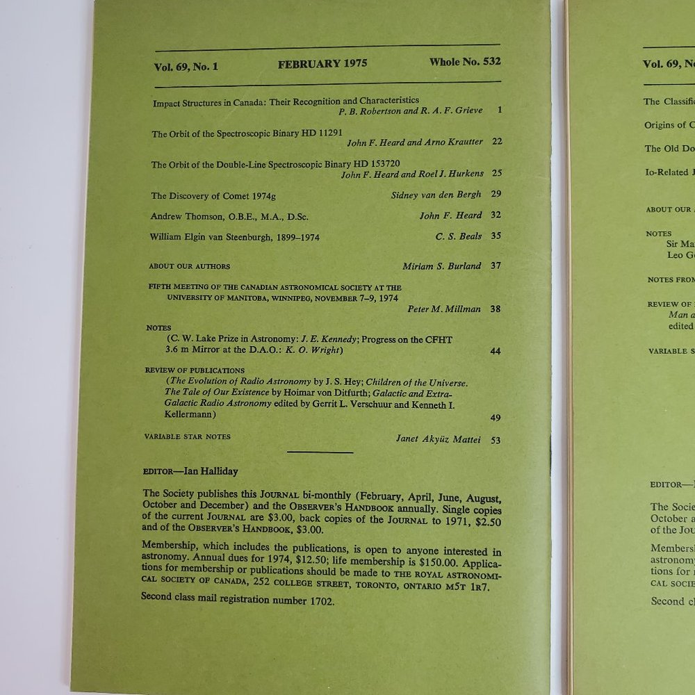 Vintage Journals of the Royal Astronomical Society of Canada Volume Set 69 1975 - Picture 4 of 11
